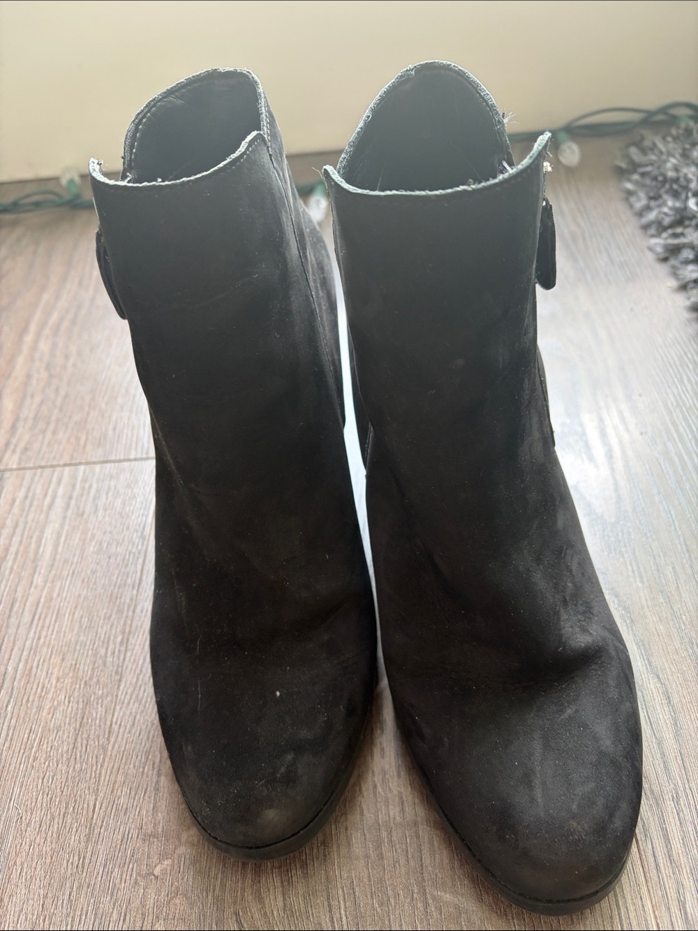 Aldo Black Suede Ankle Booties - Sleek Side Zip